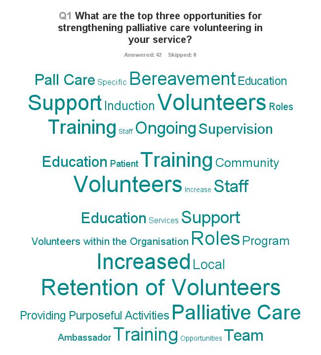 Survey Responses Question1: What are the top three opportunities for strengthening palliative care volunteering in your service?