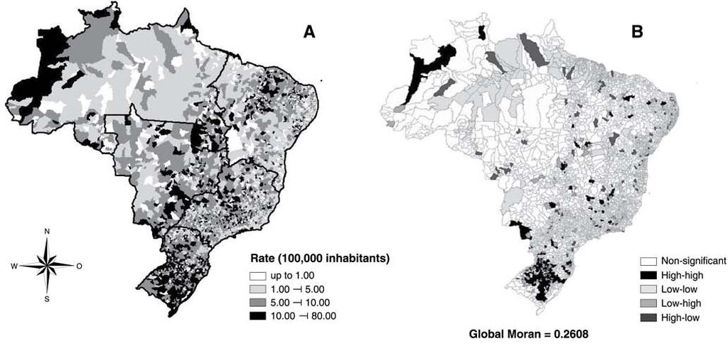 Suicide mortality in Brazil 15 Table 3 Global Moran index and bivariate linear regression between socioeconomic indicators and suicide SMR (per 100,000 population) in Brazil from 2010-2014 Bivariate