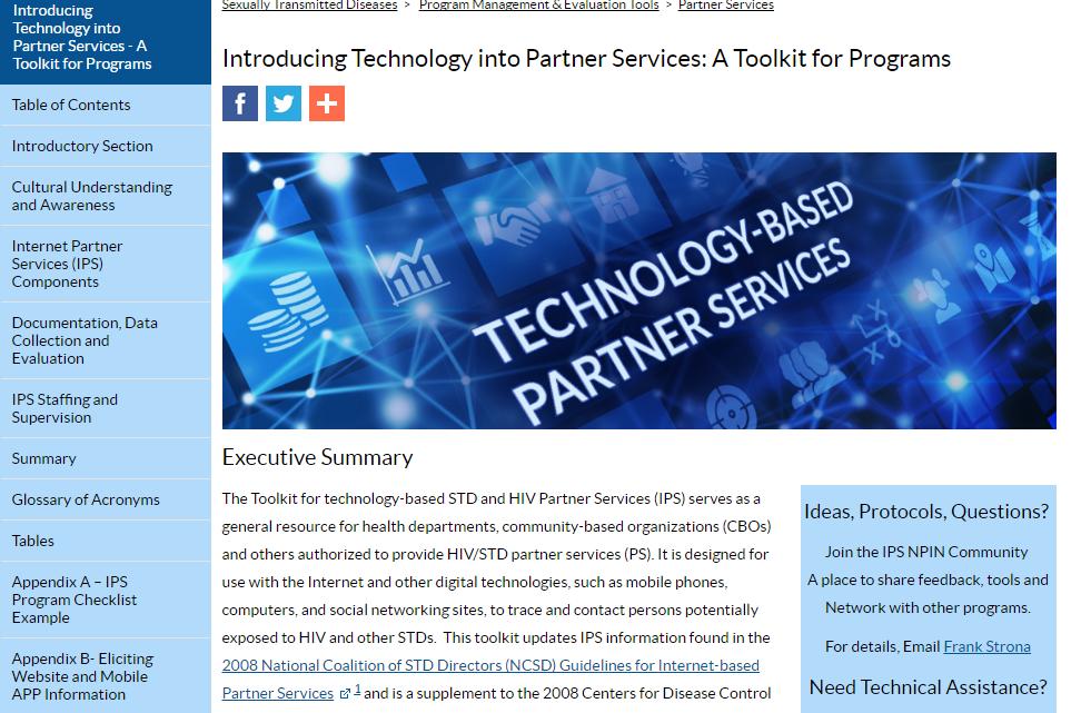 Technology Based Partner Services Toolkit CDC