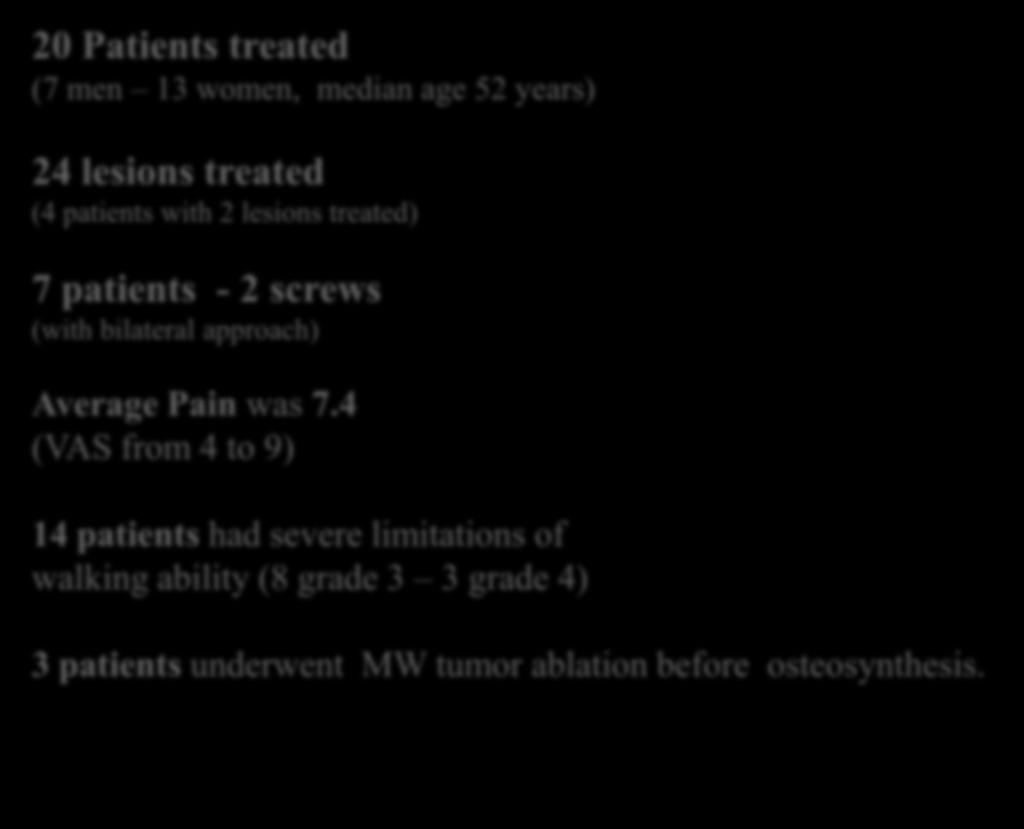 with 2 lesions treated) Methods 7 patients -