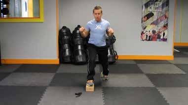 Split Squat (Front Foot Elevated) Stand with your feet shoulder-width apart holding a pair of dumbbells (optional).