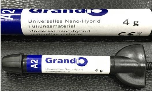 Fig (7): Grandio, Universal Nano-Hybrid composite material V. Conclusion Teeth abfraction lesions can be treated by various adhesive esthetic restorations such as the lightcured composite materials.