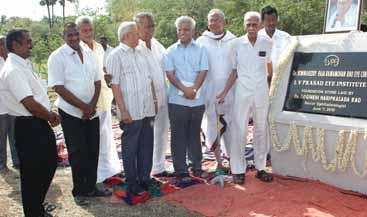 From right: Dr G Hariprasada Rao, Dr Kodali Varaprasad, Dr G Chandra Sekhar, Director, LVPEI, Hyderabad, and Dr P Srinivasulu, management consultant, LVPEI, with local dignitaries 10 th Rural