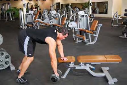 One Arm Dumbbell Row Lateral Take a wide stance and support your upper