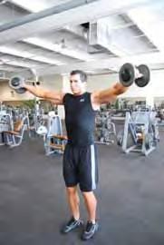 Triple Raise This is a 3 part movement: Front Raise - Lateral Raise - Bent Lateral Raise Standing with feet shoulder width apart holding two dumbbells