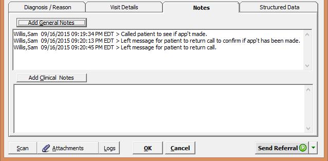 Referral - Option 2 Document attempts to contact the patient in