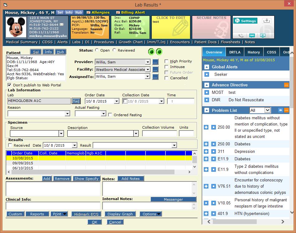 For a new lab, enter the appropriate information according to your health center s workflow.