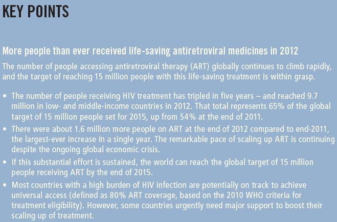 Sursa: Global Update on HIV Treatment 2013: Results, impact and