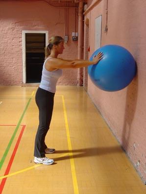 5. WALL PUSH UP Starting Position: i) Standing with both hands on ball against wall at shoulder height.