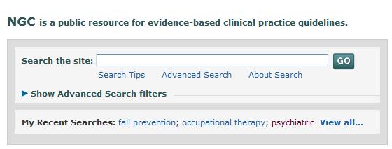 National Guideline Clearinghouse Search evidence-based guidelines from a variety of sources