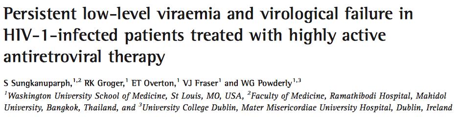 Persistent low-level viraemia Low-level viraemia (51-1000 copies/ml)