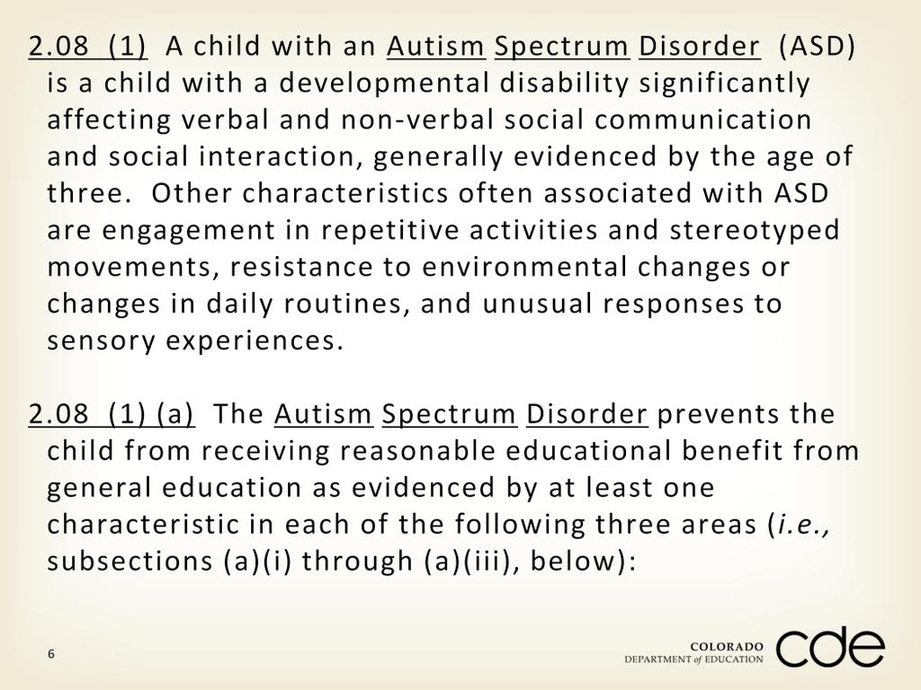 The following slides include the exact wording of a Child with a Visual Impairment, including Blindness eligibility