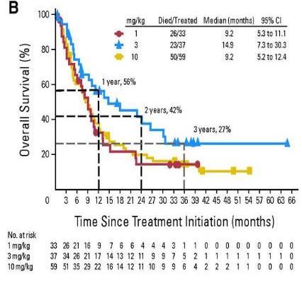 NSCLC Lung Cancer Outcome: first data KeyNote-001 : 3 yrs OS CA209-003 Study: 3 yrs OS