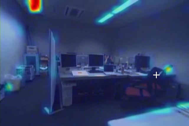 8 Yamada, Sugano, Okabe, Sato, Sugimoto, Hiraki Fig. 5. Example of the scene in which object quickly changed its color (laptop monitor). Images are overlaid with flicker feature saliency maps.