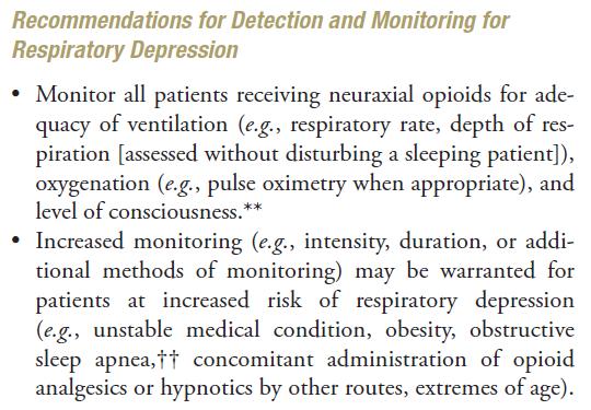 ASA Guidelines Practice Guidelines for the Prevention, Detection, and Management of Respiratory Depression Associated with Neuraxial Opioid Administration: An Updated Report by
