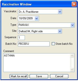 APPENDIX K: Entering Panvax in medical software Open patient file Click on