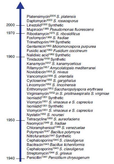 The history of antibiotics derived from Streptomyces began with the discovery of streptothricin in 1942, and with the discovery of