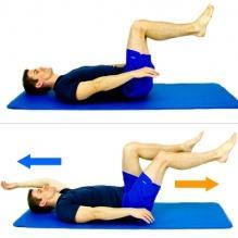 Supine Marching Lie on your back on a comfortable surface with your hips and knees bent to 90 degrees Tighten your abdominal muscles and slowly straighten out one leg as far as you can without