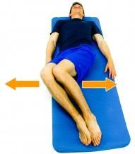 Lower Trunk Rotations Lie on your back on a comfortable surface with your knees bent and feet flat.