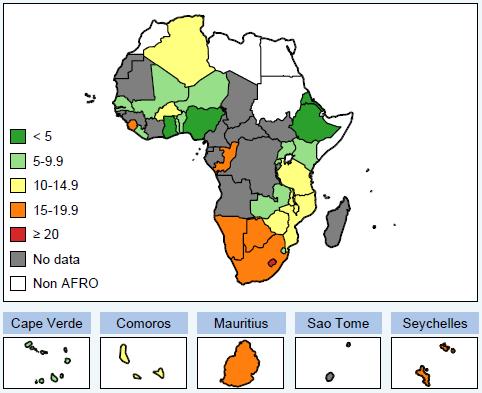 Tobacco use Levels of tobacco smoking in the African Region vary from country to country but are very high, especially among males.
