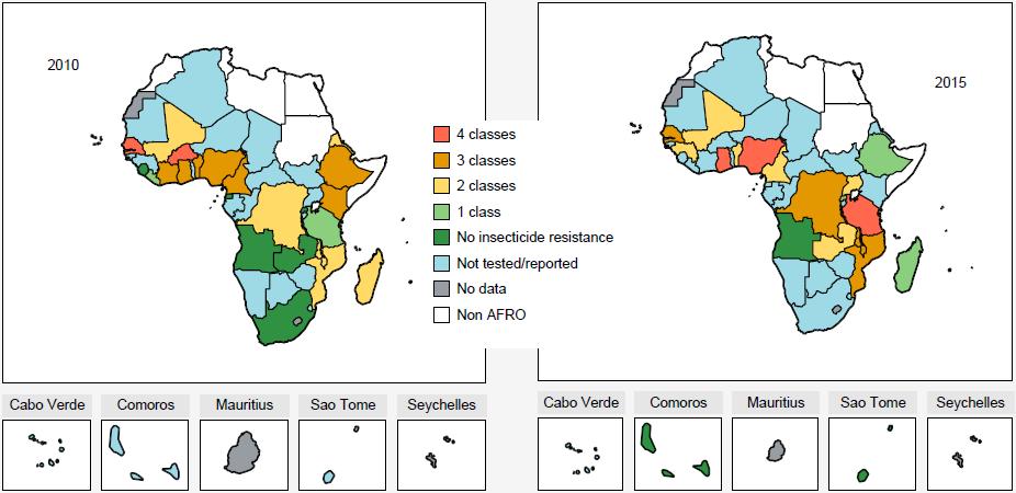 Malaria resistance There is resistance to at least one of the four WHO-recommended insecticides 3 and the resistance in the Region is increasing.