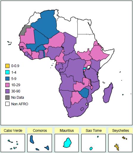 TB mortality rate TB mortality rate in the WHO African Region is low and continues to decline, albeit slowly.