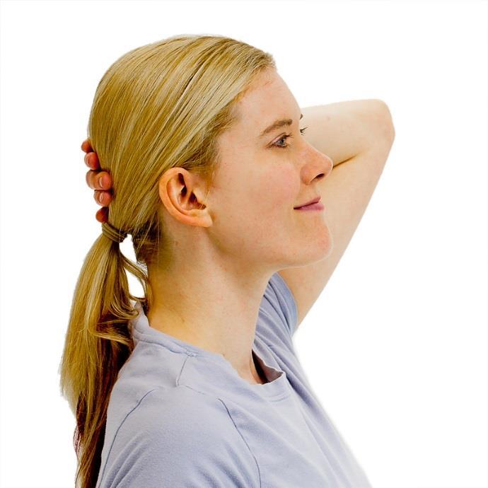 Isometric Cervical Extension Place your fingers on the back of your head and gently try to tilt your head forwards.