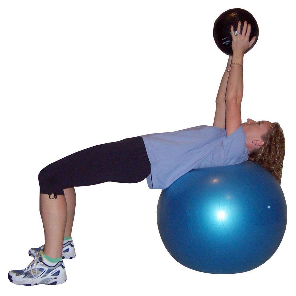 hips to align with shoulders & knees Hold medicine ball directly