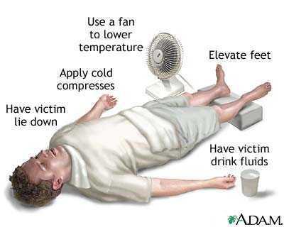Management of Heat Stress Stop work Move to a cool environment and lay down Loosen clothing Cool by fanning, use shower or water