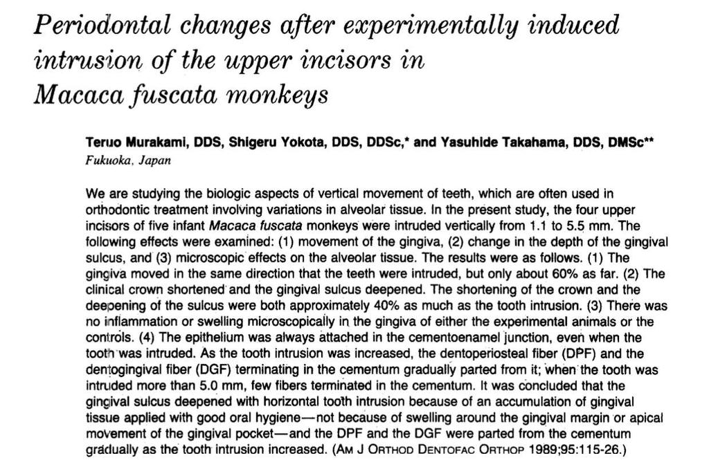 Teruo Murakami,, et al, Periodontal changes after experimentally induced intrusion of