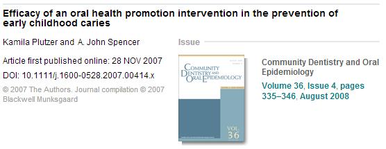 (Oral) Health Promotion Health promotion interventions during pregnancy and after birth 20 months