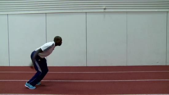 footed in a triple flexed position (squat) o Centre of mass is over base of support Double leg Broad Jump