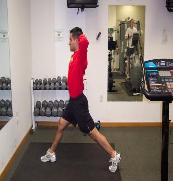 In the upward phase of the split squat, the front leg pushes up until the knee of the front