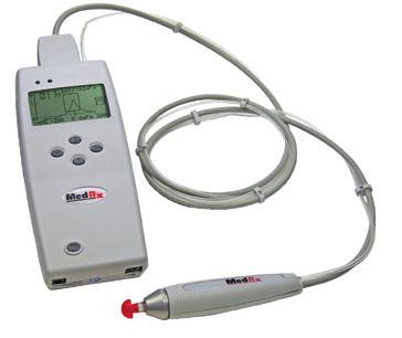 Tympanometer with large screen provides 226 Hz probe tone impedance measurement including 4 acoustic