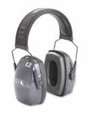 Noise-blocking earmuffs Clarity TM EAR CUPS FEATURES AN BENEFITS Ear cups snap in place during use and swing back when not in use. Ear cups work with a wide range of hard hats.