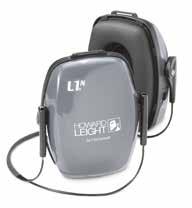 Noise-blocking earmuffs Leightning HEA STRAP EARMUFFS FEATURES AN BENEFITS Sleek behind-the-neck design for use with face shields, visors, hard hats and other PPE.