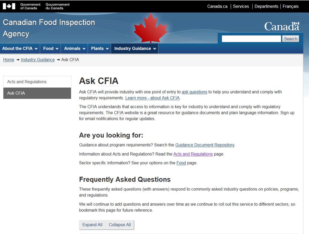 Ask CFIA What if you cannot find the information you are looking for in the
