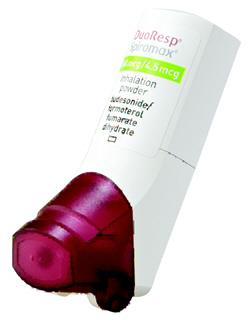 Spiromax 1. Hold the inhaler with the mouthpiece cover at the bottom. 2. Open the inhaler by folding it down until a CLICK is heard. 3. Hold away from your mouth and breathe out gently. 4.