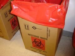Disposal of Contaminated Materials Filled Sharps containers must also be disposed of in
