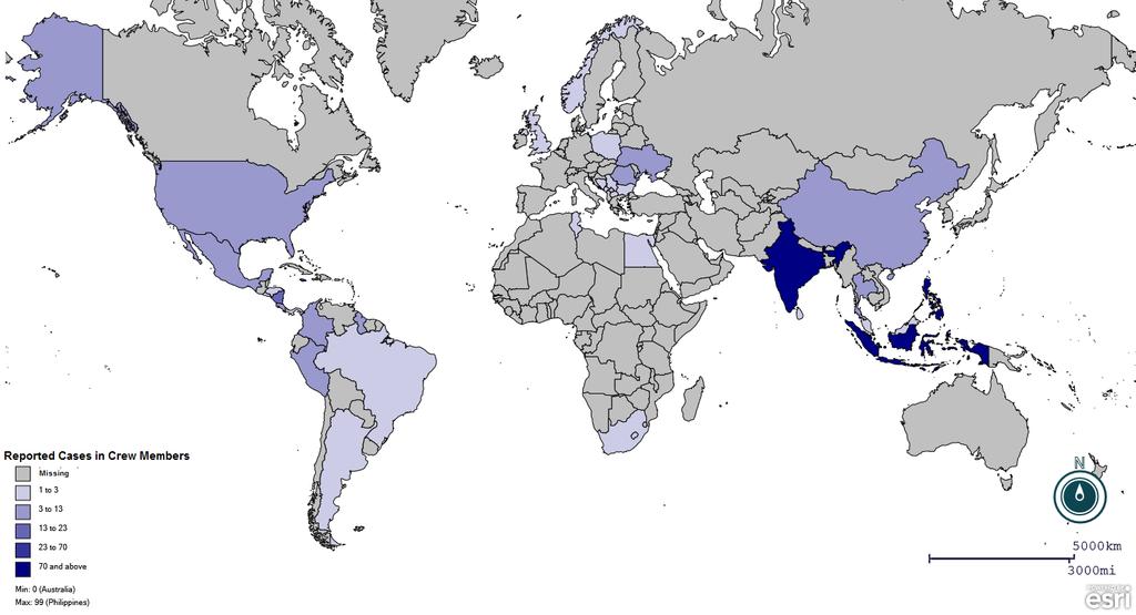 Countries of Origin of Cruise Ship Crew Members with Varicella