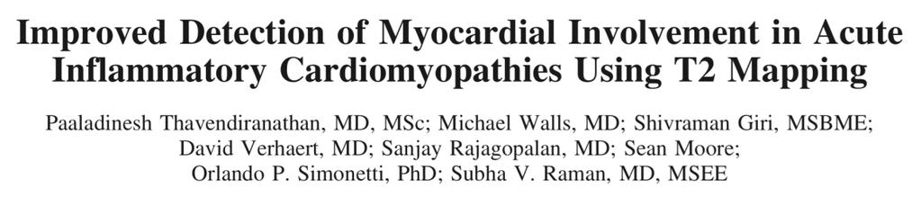 Improving Accuracy and Reproducibility Patients with suspected acute myocarditis