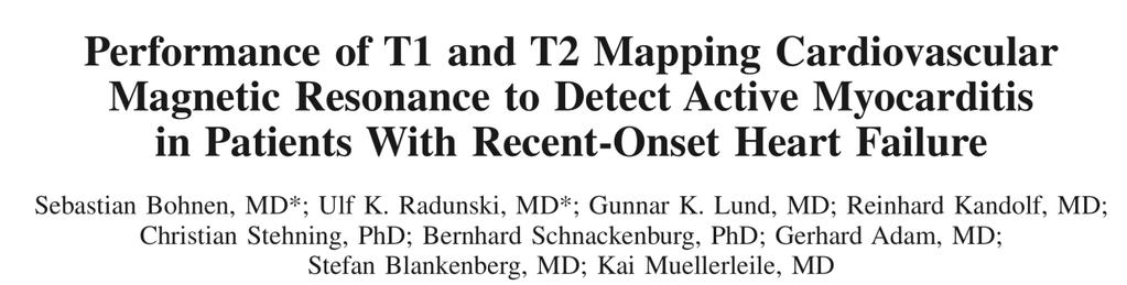 (19-35%), LVEDVi 150 ml/m2 15/31 (48%) showed active myocarditis by EMB T2 mapping only