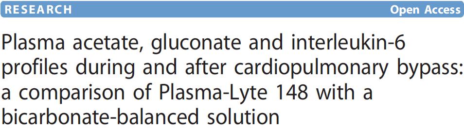 Acetate in plasma: proinflammatory and cardiotoxic effects Prospective quasi-randomized study CPB prime (2