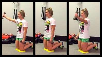 DB SCAPTION: TALL-KNEELING Dumbbell scaption is a relatively simple exercise that strengthens the rotator cuff.