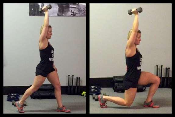 DB SPLIT SQUAT: 1-ARM OVERHEAD The 1-arm overhead split squat is a twist on a basic movement pattern. Holding one dumbbell overhead challenges the entire body.