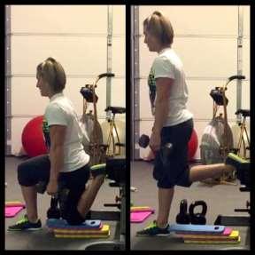 DB REAR FOOT-ELEVATED SPLIT SQUAT The rear foot-elevated split squat (RFESS) is a great way to focus on one leg at a time and introduce a little bit of a balance challenge.
