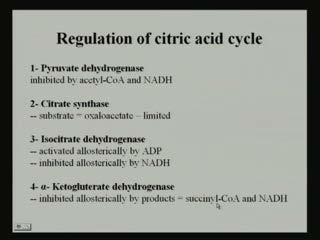 (Refer Slide Time: 52:47) Now, as I have already mentioned that, it is the regulation of citric acid cycle.