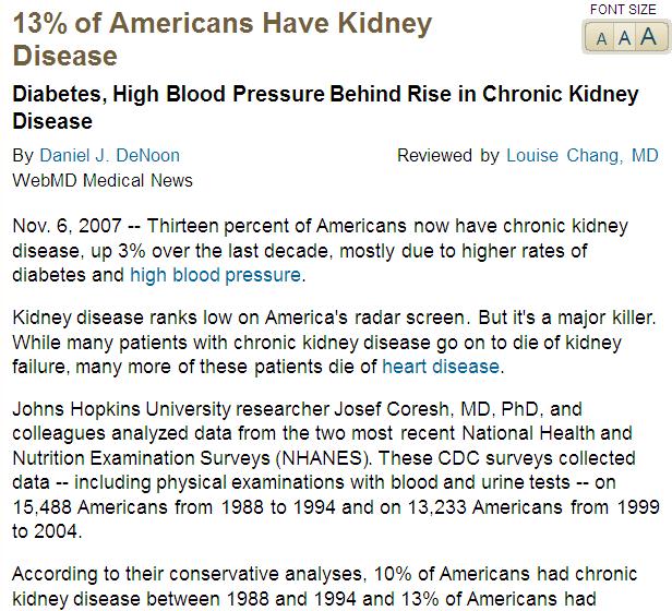 Prevalence of Chronic Kidney Disease in the