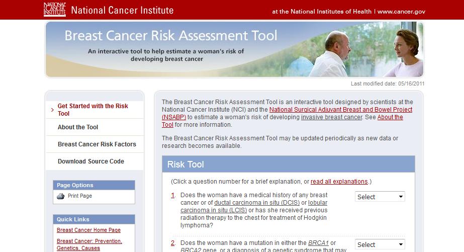 Breast Cancer Risk Assessment Tool https://www.cancer.gov/bcrisktool 15 NCI. Breast Cancer Risk Assessment Tool.