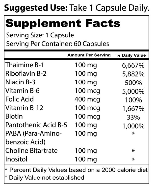 10 SUPER B-COMPLEX-100 ADVANCED FORMULA Super B-Complex 100 delivers the essential B vitamins for energy metabolism.